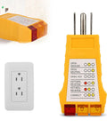 Outlet Tester For North American AC Outlets Fast Wiring Diagnosis Detects Open Ground Reverse Polarity Open Hot Open Neutral Hot Ground Reversed And GFCI Functionality Test yellow plug-in tester on outlet
