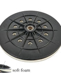 9 Inch 10 Hole Drywall Sanding Pad Quick Swap Hook And Loop Backing Plate Compatible With Dustless Orbital Sanders showing black rubber design.