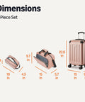 Front view: Amazon Basics rose gold 3-piece luggage set with 22-inch hardside suitcase, 15-inch tote, 10-inch travel bag