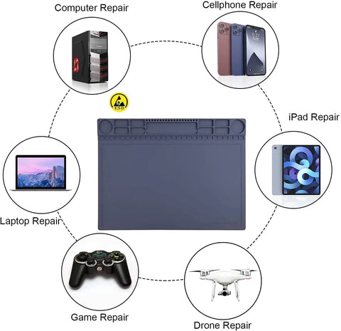 Anti Static Mat For PC Building And Electronics Repair, Heat Resistant Up To 932F, ESD Safe Soldering Pad with repair examples