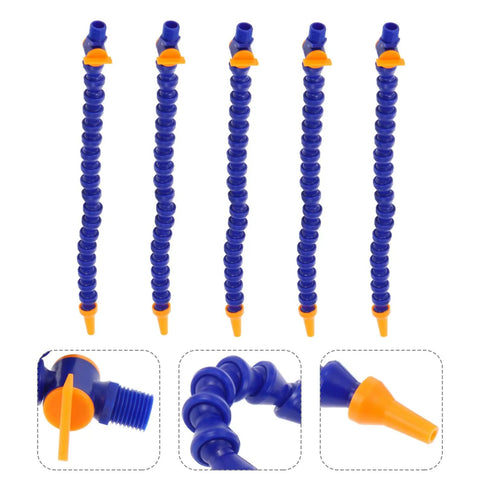 Ten Pack Flexible Plastic Cooling Hoses Designed For High Temp Coolant Systems Easy Snap Fit Rig Up Round Nozzle Tubing showing blue tubes.