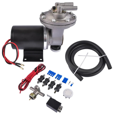 Smooth Operator Heavy Duty 12 Volt Electric Vacuum Pump Kit For Gmc Chevy Ford Brake Booster Oem 28146 components including motor and fittings.
