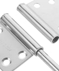 Close-up of Flag Shaped Stainless Steel Door Hinges Set Six Pairs Durable showing hinge detail and screw holes