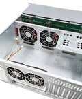 Interior view of 4U Rackmount Server Chassis With 24 Hot Swap 3.5 Inch Bays And 6 SFF 8087 Backplanes Supports ATX MATX ITX Motherboards