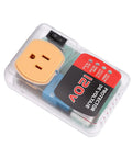 Ride Safe Voltage Protector And Surge Block Outlet with yellow plug and power switch for protecting appliances from power surges.
