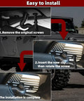 Step-by-step guide to installing Rugged Aluminum Alloy Sun Visor Clip Repair Kit for Jeep Wrangler with American flag design.