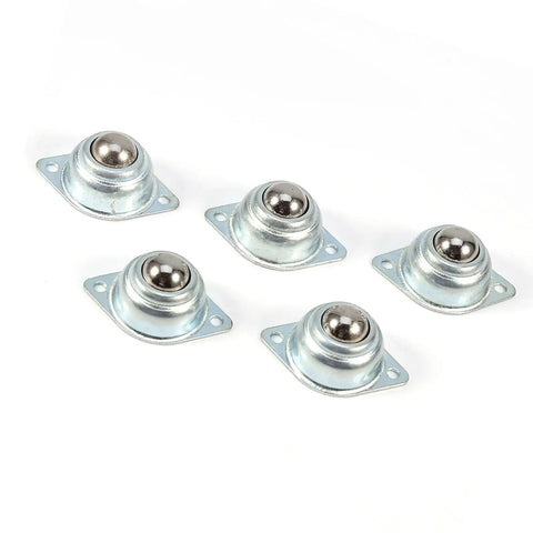 5 Pcs Zinc Plated Universal Steel Transfer Bearings With 2 Mounting Holes For Turntables, Conveyors, Electronics, And Machinery, No Fuss Install, Smooth Glide, Heavy Duty Build, Versatile Motion Components, five zinc-plated steel ball transfer bearings