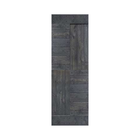 Solid Wood Interior Sliding Barn Door Slab 30 Inch by 84 Inch, Carbon Gray, S Series, Dope Space Saving Door for Pantry Laundry Bathroom Closet or Office, Hardware Kit Not Included, Assembly Required