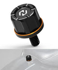 Orange Aluminum Rear Seat Bolt For Harley, Easy Install Backseat Screw, 6061 Aluminum Alloy Built Tough, close-up of installed