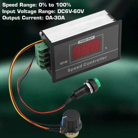 DC Motor Speed Controller Dope PWM 6V 12V 24V 48V 60V 30A Adjustable Speed Regulator With Stepless Digital Display