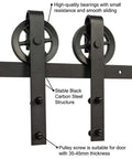 Black Steel Sliding Barn Door Hardware Kit With Big Rollers For 7 Foot Track Easy To Install With All Hardware Heavy Duty