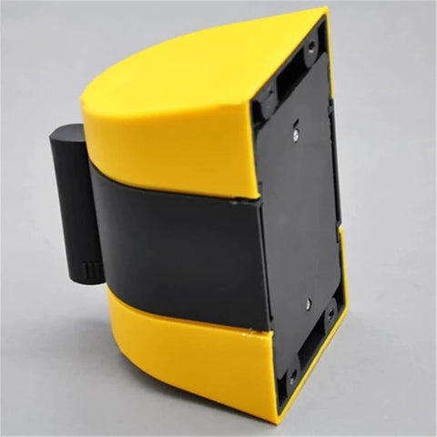Wall Mounted Retractable Safety Belt With Slick Quick Deploy Mechanism And Tough As Nails Yellow Black Caution Tape For Smooth Crowd Control And Solid Area Separation Keeping Folks In Check With Zero Hassle