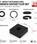 3/8 inch Heavy Duty Impact Retaining Ring Kit With O Rings and Installation Tool including rubber anvil block and clips.