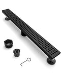 32 Inch Linear Shower Drain With Removable Square Cover And Hair Catcher Sleek Easy Install Matte Black 304 Stainless Steel