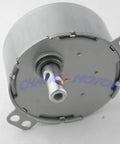 TYD-50 110V AC Synchronous Motor 8-10 RPM CW CCW Permanent Magnet with metal and plastic gears, close-up view.