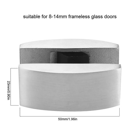 Front view of Stainless Steel Floor Bottom Guide for Sliding Glass Doors, 304 grade, suitable for 8-14 mm frameless glass doors.