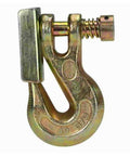 Close-up of clevis grab hook on 3/8 Inch Grade 70 Agricultural Safety Chain With Clevis Grab Hook And Attachment Ring, 5 Feet Long, 6600 Lb Load Capacity For Farming, Logging, And Construction Towed Machines