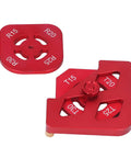 Heavy Duty Aluminum Router Template Kit featuring Round Corner Radius Guide for precision woodworking, 3 jigs in red aluminum.