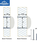 Diagram of installation for Six Pack Drawer Cup Pulls For Cabinets And Dressers In Oil Rubbed Bronze 3 Inch Hole Centers Durable Zinc Alloy Furniture Hardware Handles For Kitchen Cabinets Wardrobes Desks And Bookcases showing screw dimensions and board thickness compatibility.