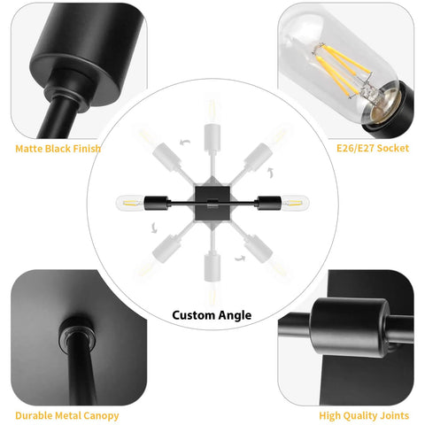 Two Pack Black Industrial Vanity Light Fixtures Over Mirror Sconces For Bathroom Hallway Bedroom Living Room Modern Vertical Vintage Metal Wall Lamps Matte Black Finish details