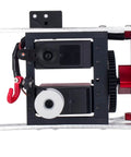 Beefed Up Dual Servo Winch Mount For One Tenth RC Rigs And Capra Crawlers, metal setup with dual servos, purple frame