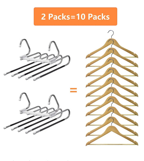 Super Slick Metal Pants Hangers Two Pack Hella Space Saving Closet Organizers With Anti Slip Grip For Jeans Skirts Leggings And Scarves Ultimate Closet Glow Up Rack