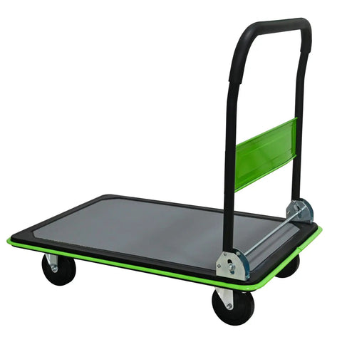 Beefy Heavy Duty Flatbed Cart 660 Lb Platform Hand Truck Foldable Push Cart With 360 Degree Rotating Polyurethane Wheels, green