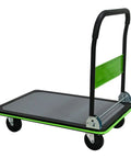 Heavy Duty Flatbed Cart With 660 Lbs Capacity, Platform Hand Truck Foldable Push Cart For Loading And Storage, 360-Degree Rotating Polyurethane Wheels, Alloy Steel Construction, Green