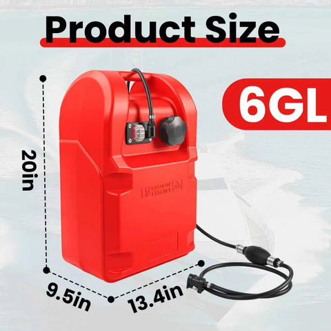 6 Gallon Portable Marine Fuel Tank With Leak Proof Seal Level Gauge And Hose, Built From HDPE For Boats, Product Dimensions