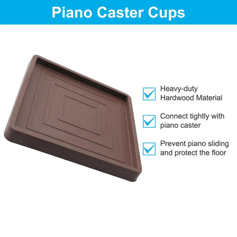 4 Pack 3.5 Inch Brown Rubber Square Furniture Coasters, Non Slip Caster Cups For Hardwood Floors shown in close-up view