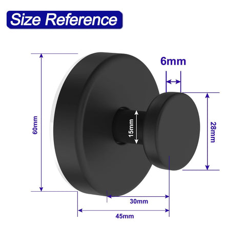 Vacuum Suction Cup Hooks For Shower And Bathroom Removable Towel Hooks, black, size reference 60mm diameter, 15mm depth, 2-pack
