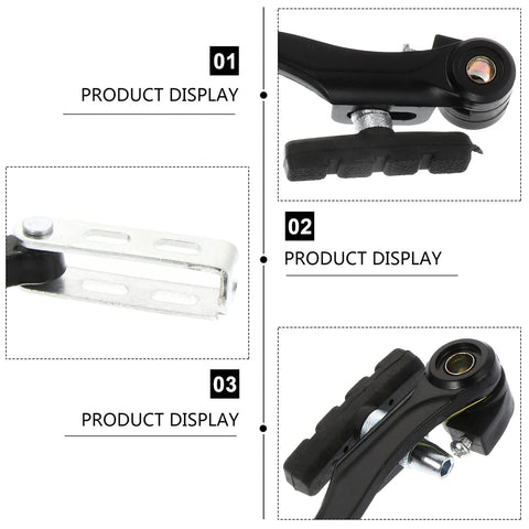Two Set Bike Brake Kit For Road And Mountain Bikes, Aluminum Calipers, Durable Rubber Pads, Easy Install, Close-up Parts View