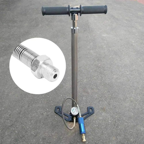 Hand pump with 50 Cm Aramid Wire And Stainless Steel Spring Dive Oxygen Tank Pump Extension Hose for high-pressure inflator.