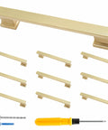 10 Pack 5 Inch Brushed Satin Brass Cabinet Handles For Dresser Drawers And Kitchen Cabinets With 5 Inch Hole Center