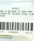 Label of QO150 Molded Case Circuit Breaker 1 Pole 50 Amp 120 And 240 Volt AC Built Tough Panel Protector