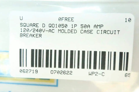 Label of QO150 Molded Case Circuit Breaker 1 Pole 50 Amp 120 And 240 Volt AC Built Tough Panel Protector