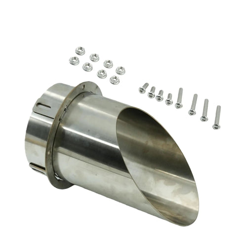 Diesel Hood Stack Ring And Tip Kit 6 Inch Miter Cut With Hardware For Truck And Tractor Sled Pulling, steel parts shown