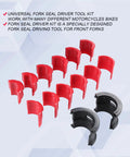 Must-Have 14-Piece Universal Fork Seal Driver Tool Kit For Motorcycles And Bikes Six Size Adapters red plastic covers