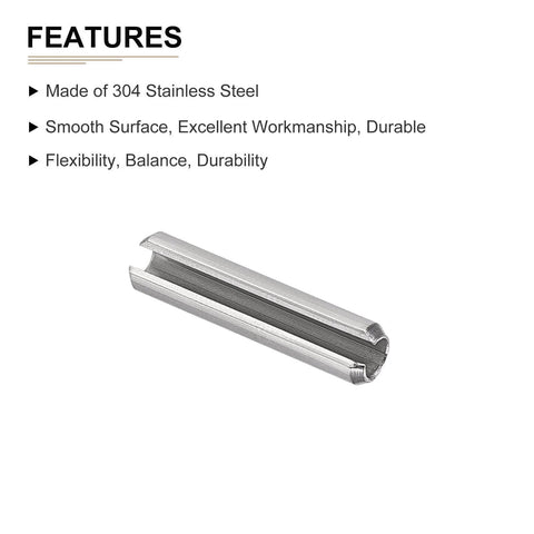 Features of 4mm X 25mm Slotted Spring Pin 20 Pack Heavy Duty Stainless Steel Roll Pin Dowel For Home Workshop And Machinery Beefy Fastener Silver 304 Stainless Steel Finish