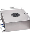 Universal 15 Gallon Aluminum Fuel Cell Tank With Cap And Level Sender Anti Slosh Foam Lightweight Durable 60L, top view