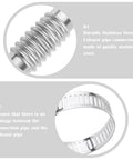 Durable Stainless Steel Exhaust Connector Kit with Elbow and Straight Pipe, flexible exhaust flex pipe showing clamps.