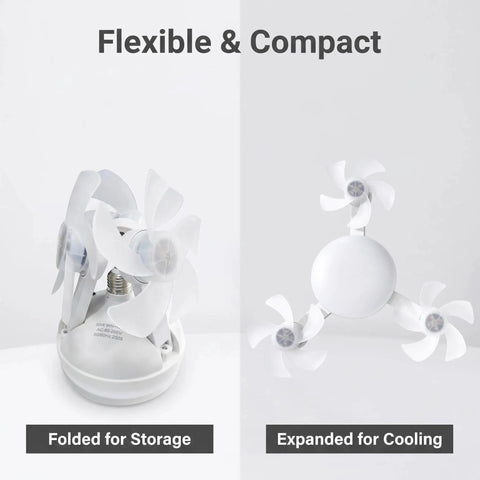 Socket Fan Light With Remote And Dimmable Led Screw In Ceiling Fan showcasing folded and expanded views for flexible storage.