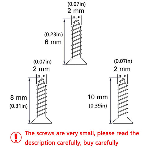 Diagram of 1600Pcs 2mm Phillips Flat Head Self Tapping Tiny Screws Set for DIY Woodworking and Electronics Cabinets in various sizes