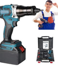 Pro Cordless Electric Rivet Nut Gun With Battery And Carrying Case Fast Automatic Riveting Tool For DIY Pros shown in toolkit.