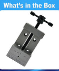 Mini 2 Inch Steel Vise For Precision Workholding In Machining And Engineering Compact 50 Mm Jaw Vise Built Tough From Tool Steel For Metalworking Benchtop Use Durable Bench Vise With Smooth Jaw Action displayed against a blue background.