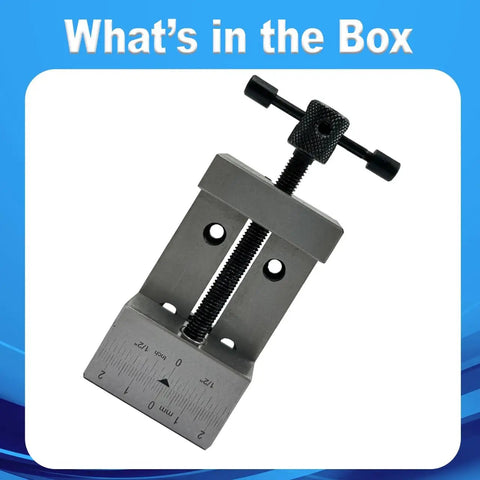 Mini 2 Inch Steel Vise For Precision Workholding In Machining And Engineering Compact 50 Mm Jaw Vise Built Tough From Tool Steel For Metalworking Benchtop Use Durable Bench Vise With Smooth Jaw Action displayed against a blue background.