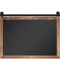 Farmhouse Barn Door Mirror With Rustic Wood Frame 41 By 26 Inches with vintage distressed look and metal bracket