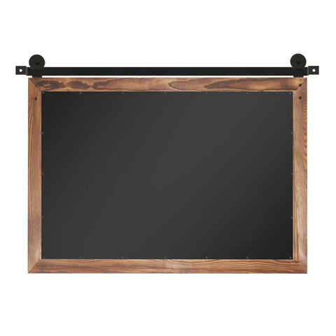 Farmhouse Barn Door Mirror With Rustic Wood Frame 41 By 26 Inches with vintage distressed look and metal bracket