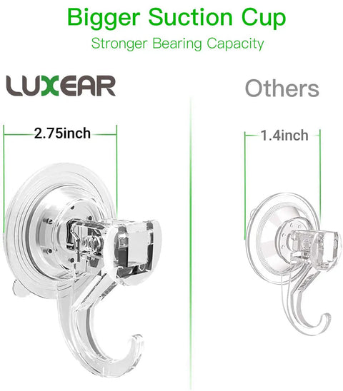 Heavy Duty Suction Cup Hooks Six Pack, Reusable Waterproof Hangers comparison, 2.75 inch vs 1.4 inch hook size