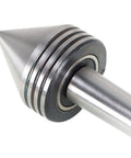 MT2 Live Center 60 Degree 2-1/2 X 1-11/16 Precision Lathe Center for metal lathe and CNC work, close-up of hardened steel tip